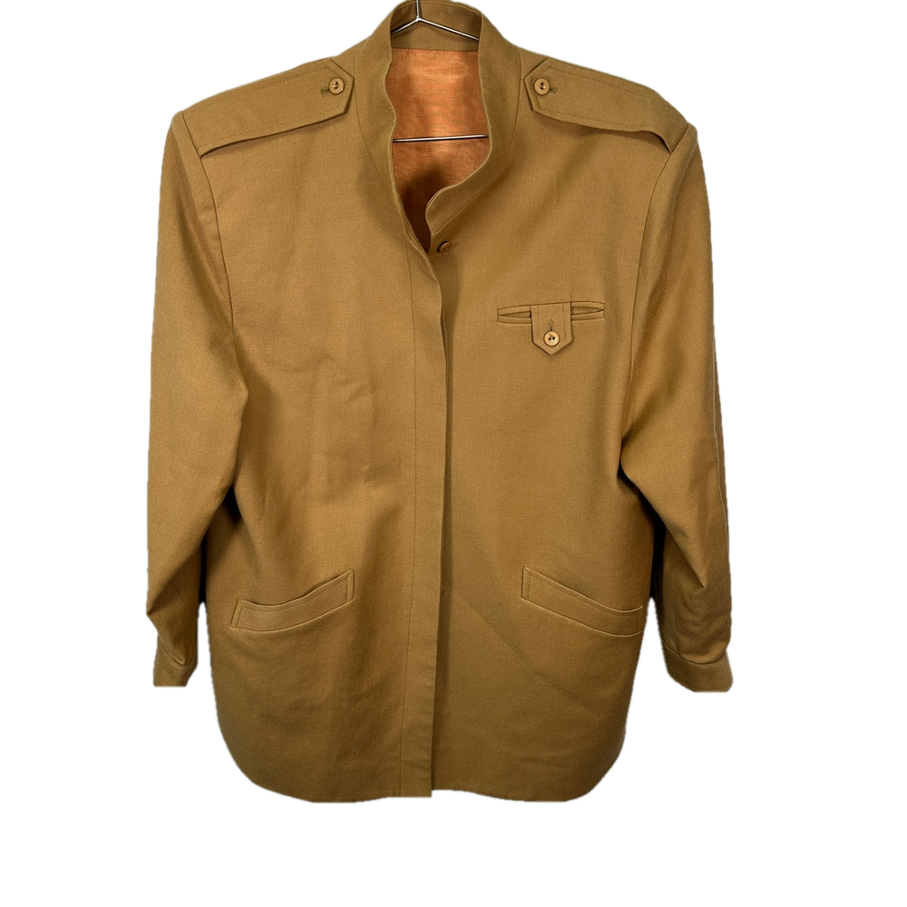 Vintage Utility Jacket Khaki Brown Military Jacket‎ Neutral Retro Unisex 16